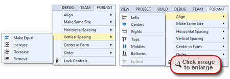 Alignment tools in the Format menu